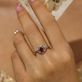 Rosy Heart Mozambique Red Garnet Ring and Necklace Set