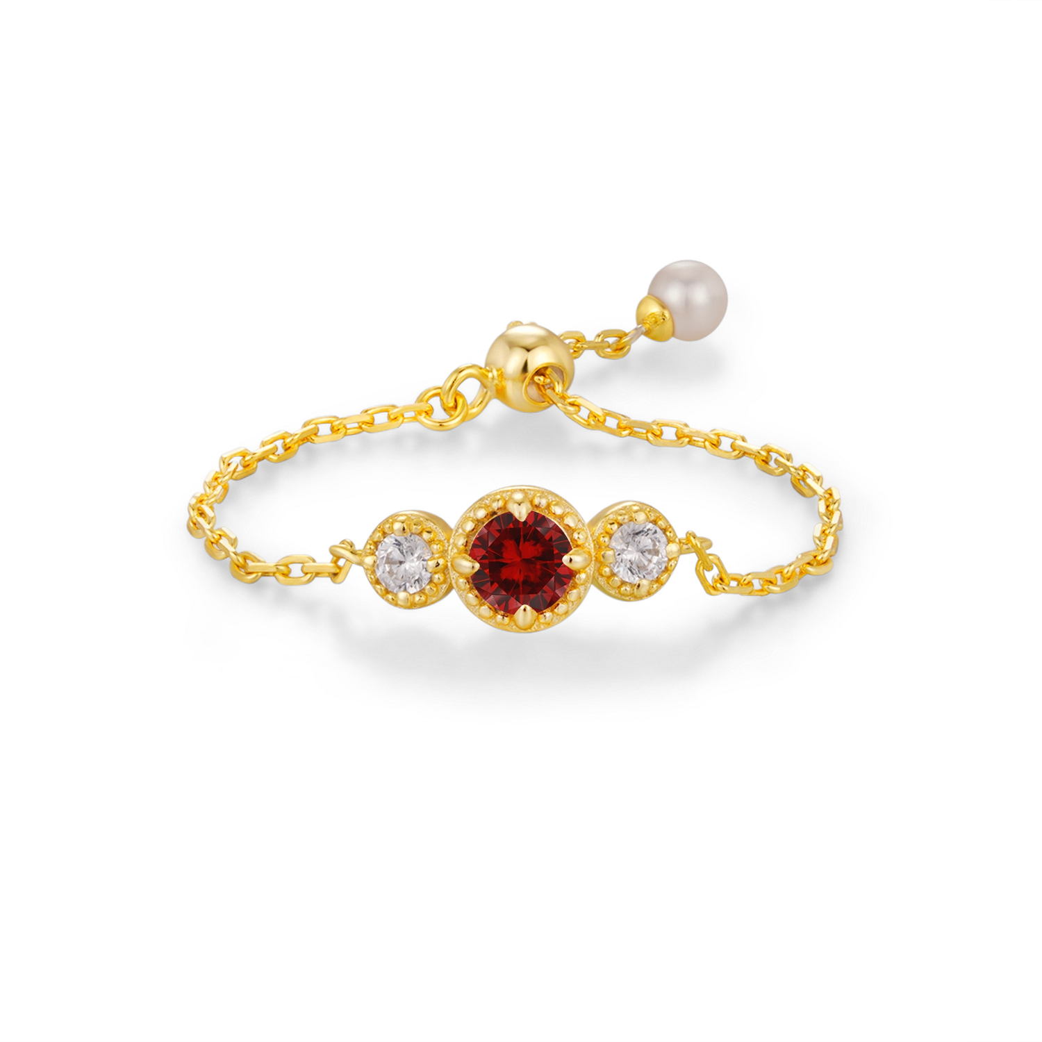 Birthstone Chain Ring
