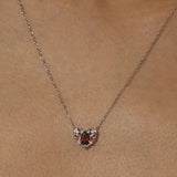 Rosy Heart Mozambique Red Garnet Ring and Necklace Set